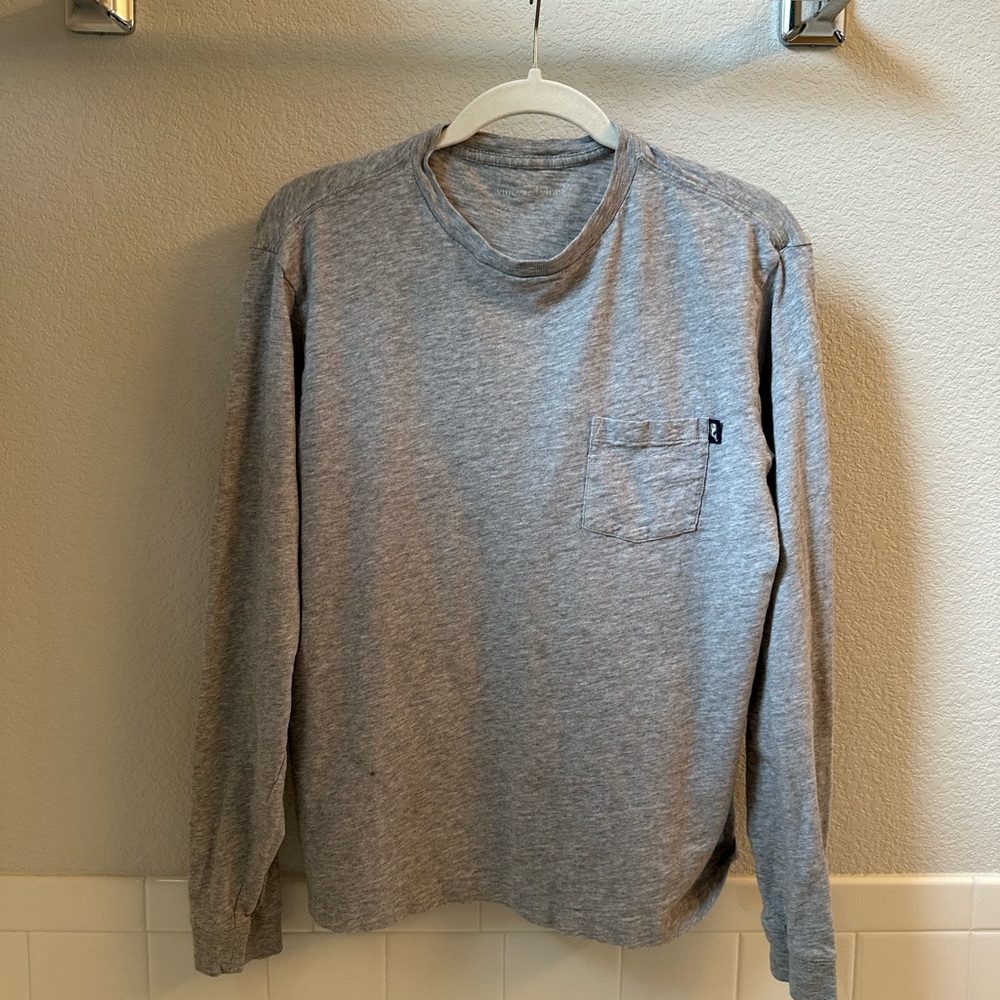 Vineyard Vines Gray Long Sleeve Pocket Tee